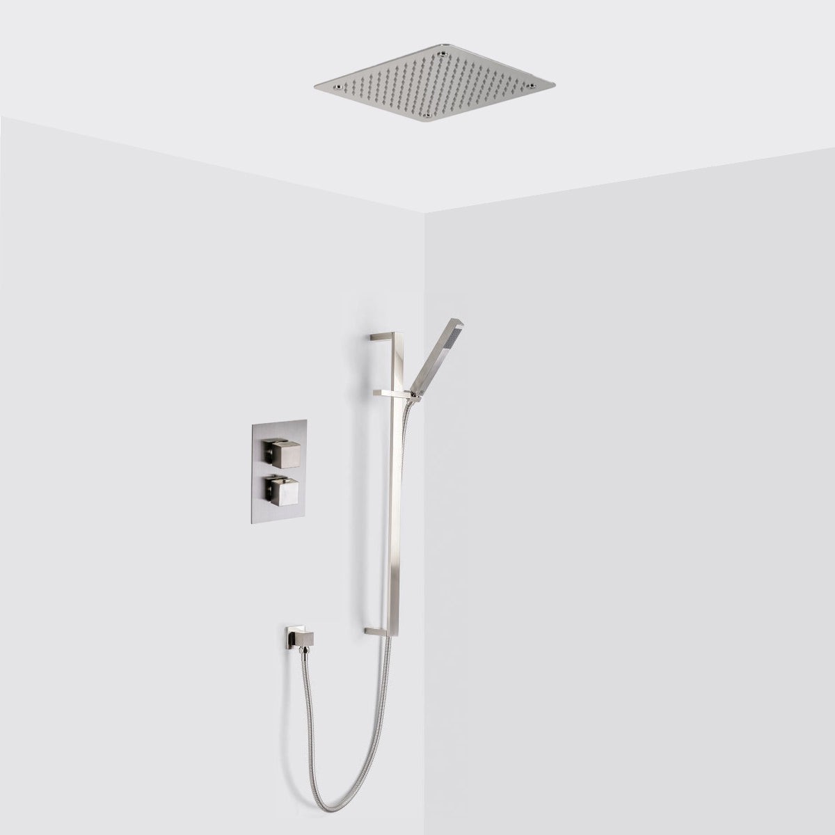 Devon 2-3 Way Shower Set With Hand Shower Column Set - Flush Mount - 12 BrassBrushed Nickel