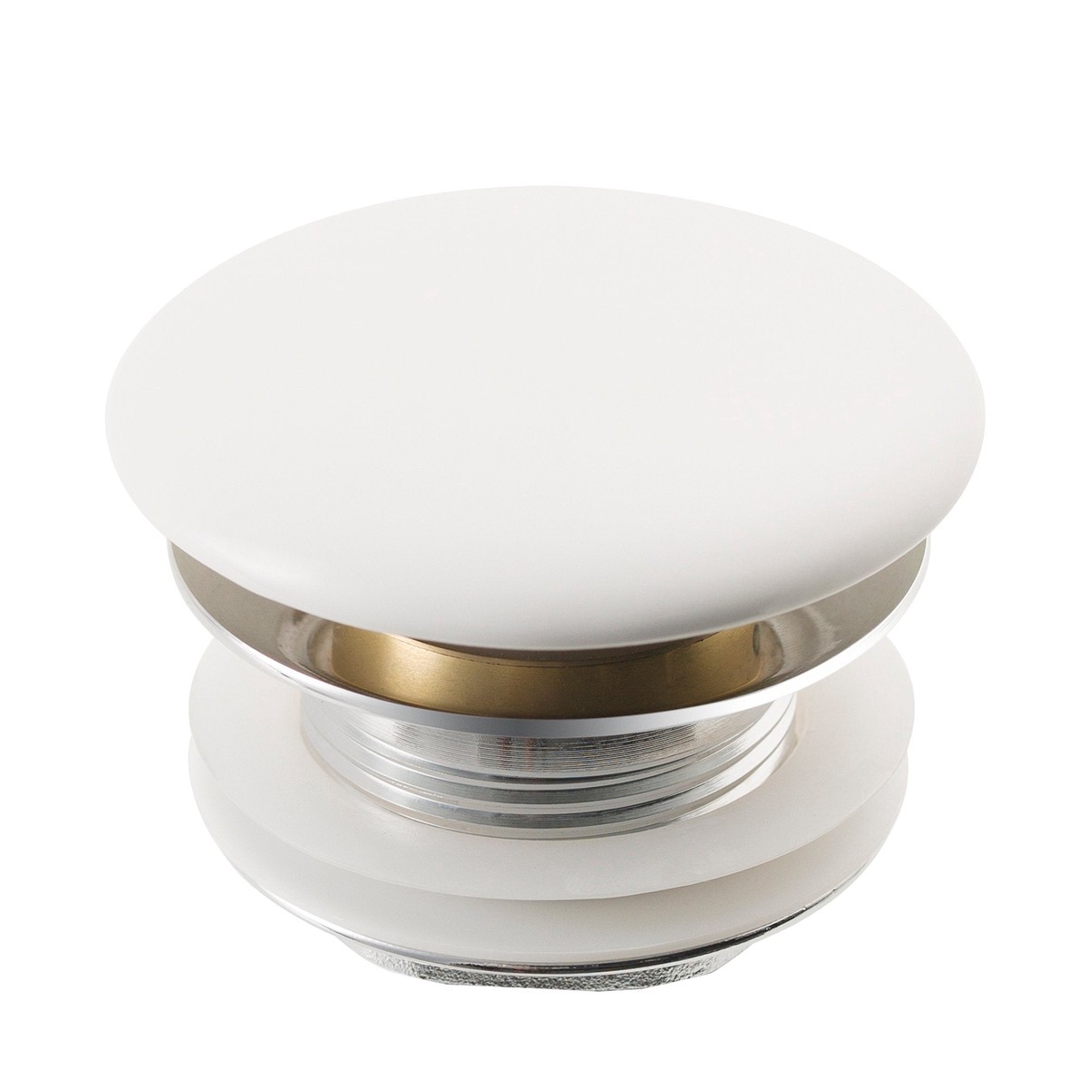 KRAUS Pop-Up Drain with Porcelain Ceramic Top for Bathroom Sink without Overflow Gloss White