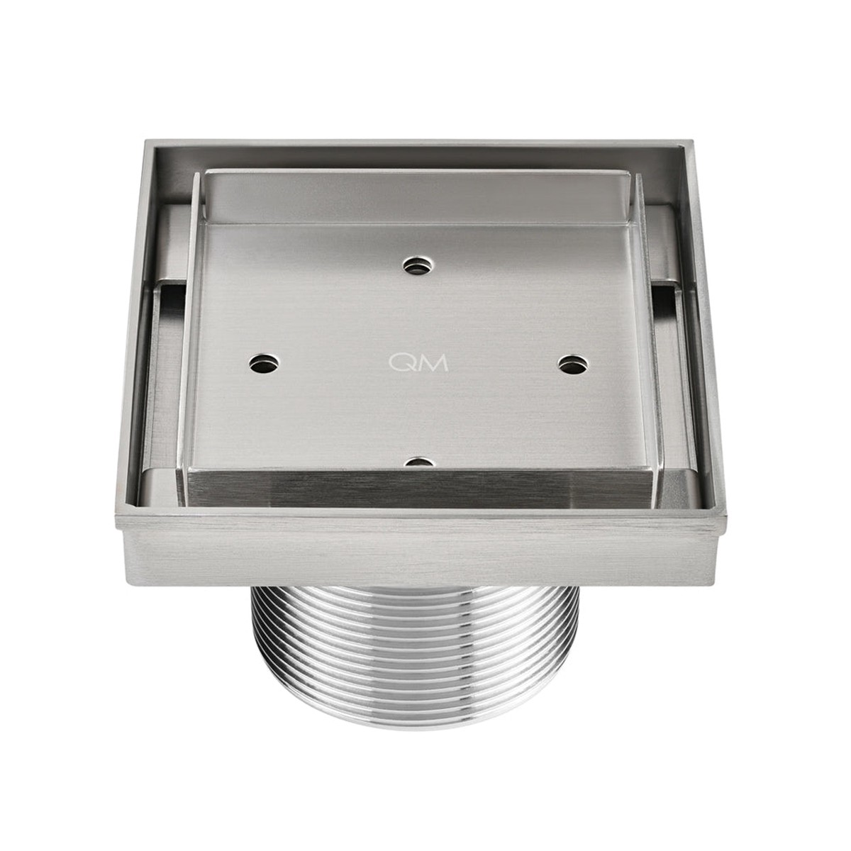 Delmar Mist (Tile-In) Center Square Shower Drain - Floor Mount - 4 Stainless SteelSatin