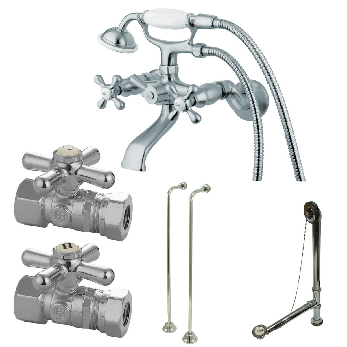 Kingston Brass Vintage Wall Mount Clawfoot Tub Faucet Package