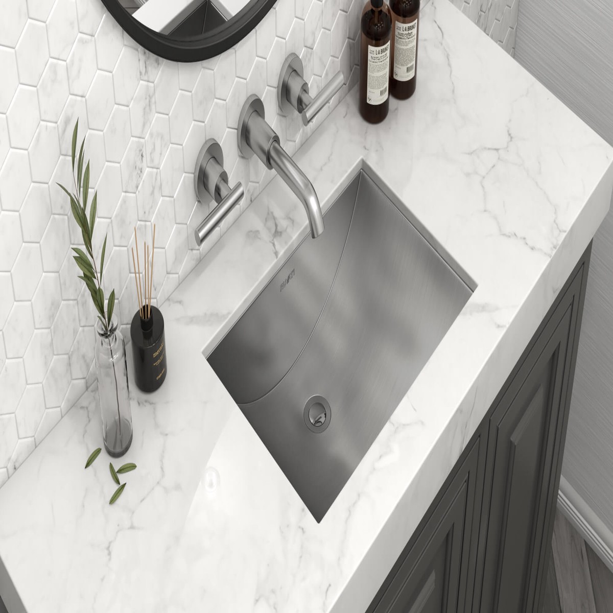 Ruvati 30 x 14 Brushed Stainless Steel Undermount Rectangular Bathroom Sink