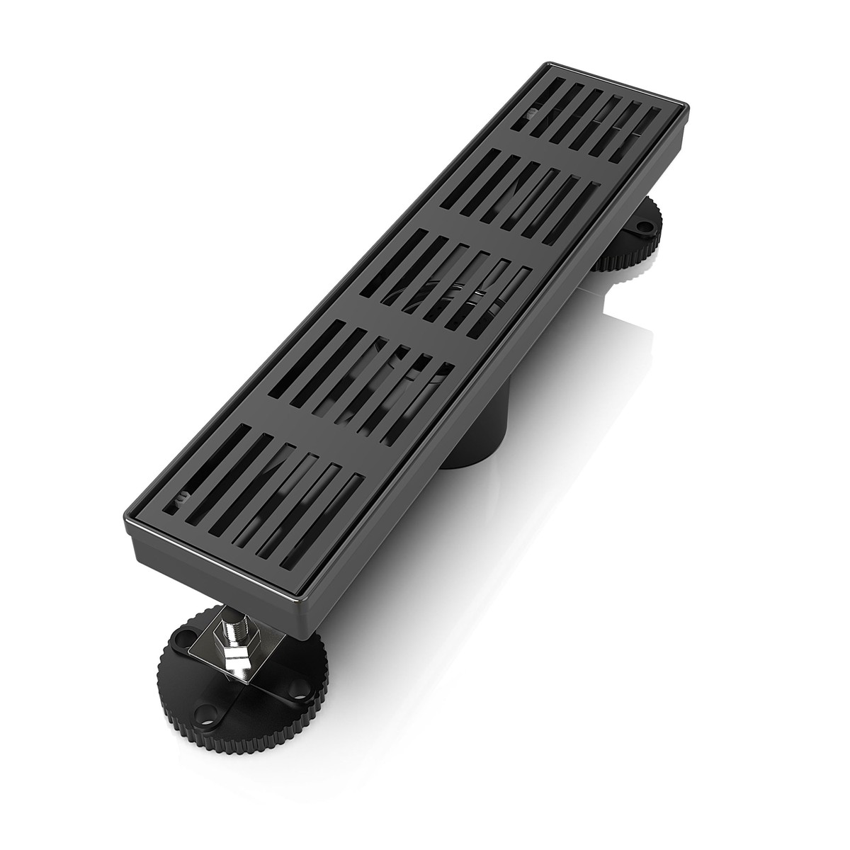 WEBANG 12 Inch Fence Pattern Linear Shower Drain With Accessories Matte Black