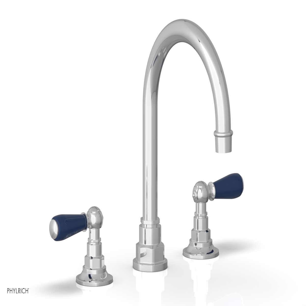 JAMESTOWN Widespread Faucet - High Spout - Lever Handle with Navy Blue Accents 165-04
