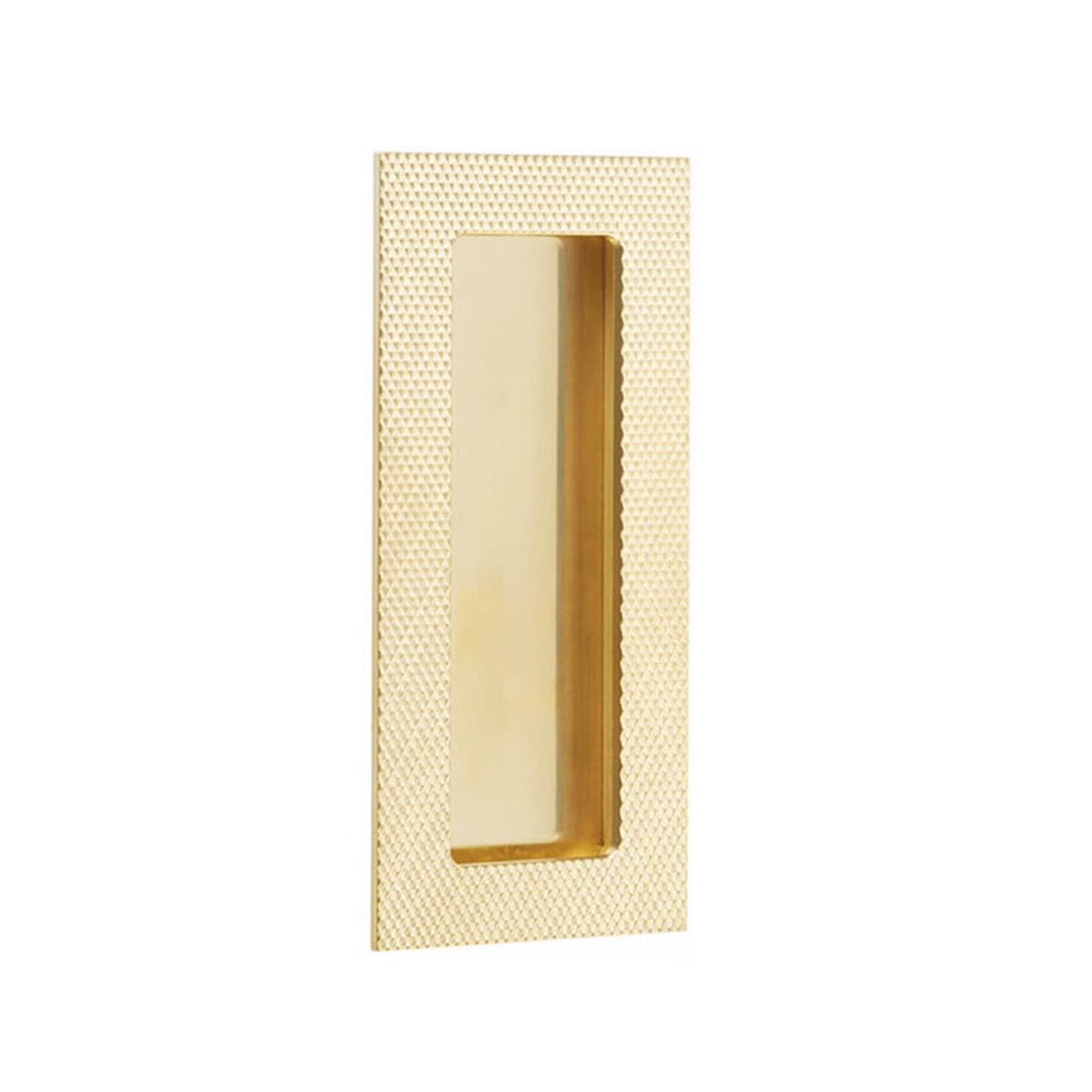 Modern Rectangular Knurled Pocket Door Lockset - Door Mount - 4 BrassUnlacquered Brass