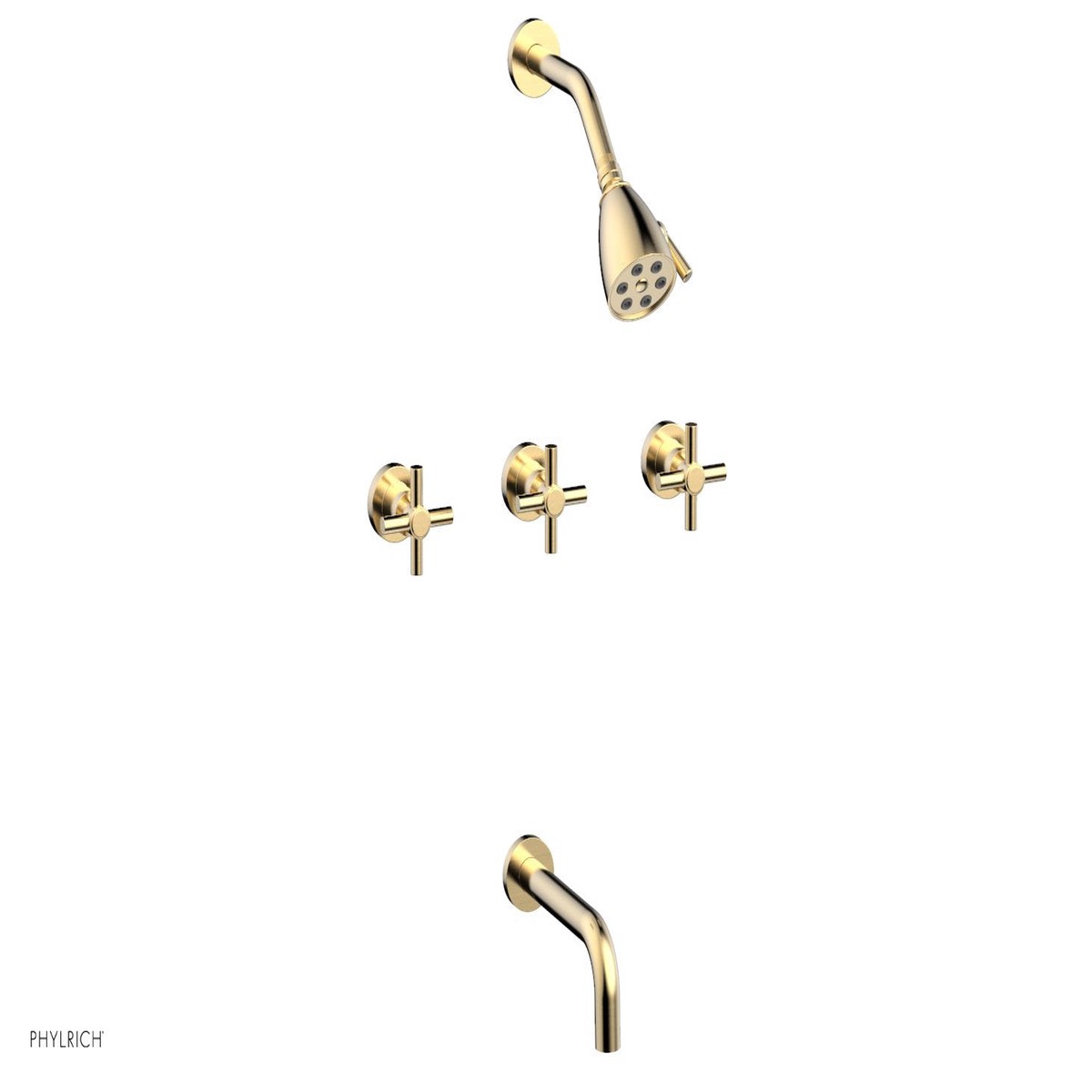 BASIC Three Handle Tub and Shower Set 7 12 Spout - Tubular Cross Handles D2134