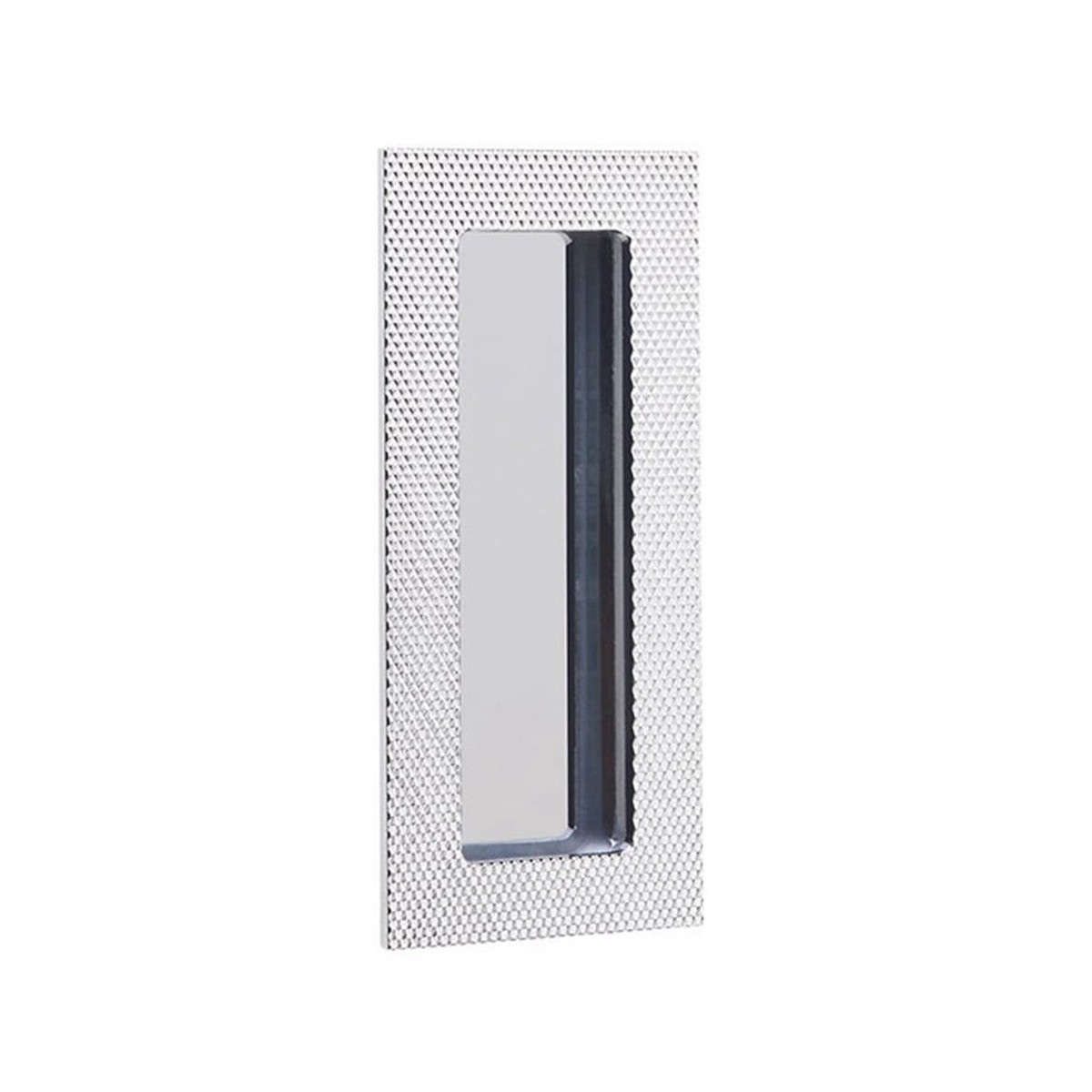 Modern Rectangular Knurled Pocket Door Lockset - Door Mount - 4 BrassPolished Chrome