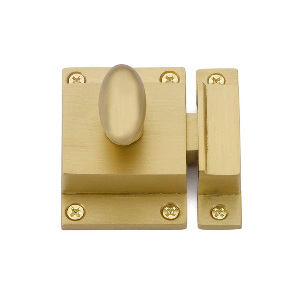 Square Cabinet Latch - Cabinet Mount - 2 BrassSatin Brass