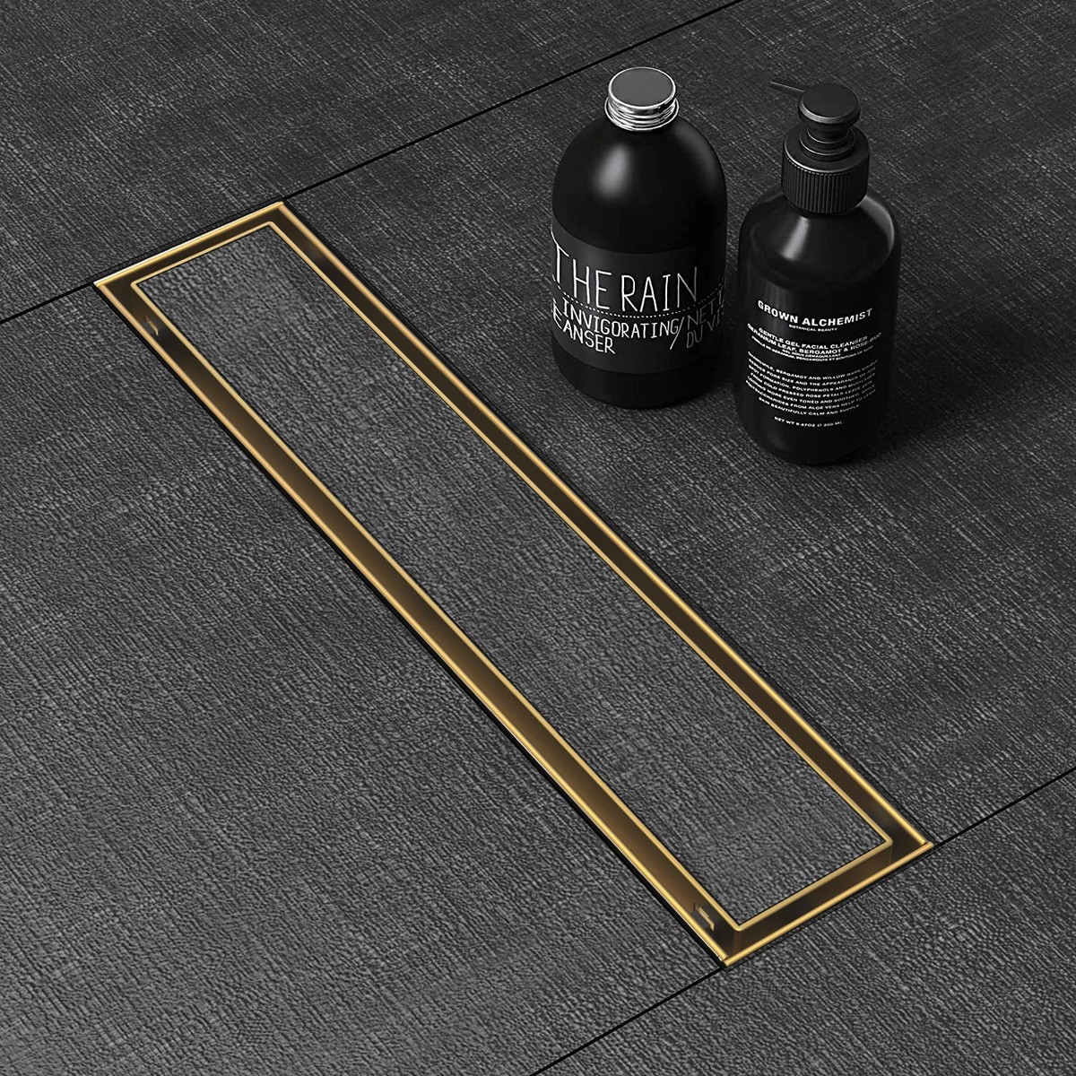 WEBANG 12 Inch Reversible 2-in-1 Linear Shower Drain With Accessories Brushed Gold