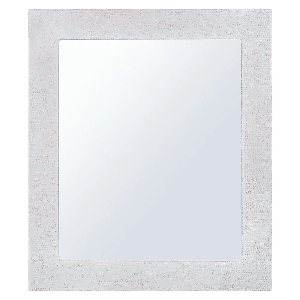 36 White Glaze Hand Hammered Rectangle Copper Mirror