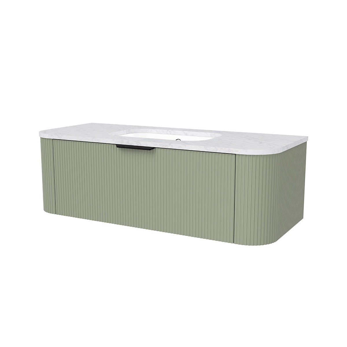 Adelaide 1 Drawer Bathroom Vanity with Silk Surface Sink - Wall Mount - 48 WoodSatin OliveBlack