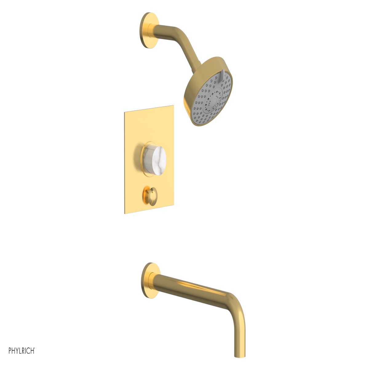 BASIC II 12 Pressure Balance Tub and Shower Set - White Marble 230S-28-12