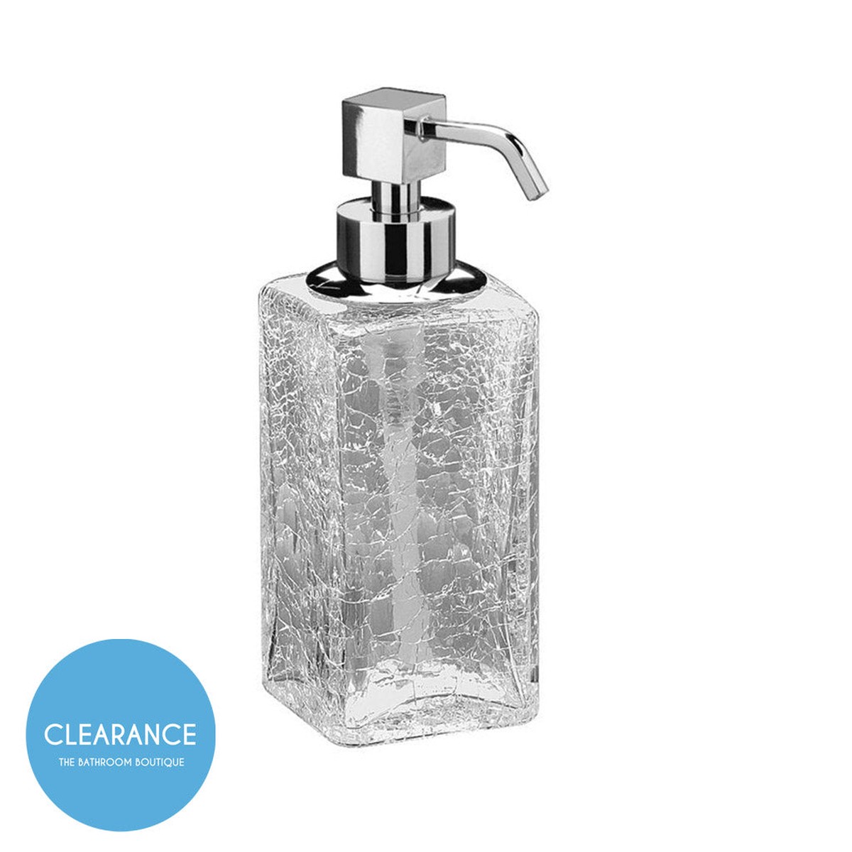 Box Cracked Crystal Soap Dispenser - Free Standing - 6 BrassGlassPolished Chrome (Final Sale)
