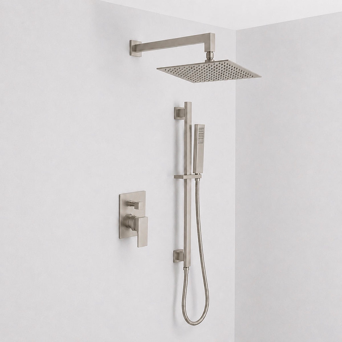 Devon 2 Way Pressure Balance Complete Shower Set - Wall Mount - 12 BrassBrushed Nickel