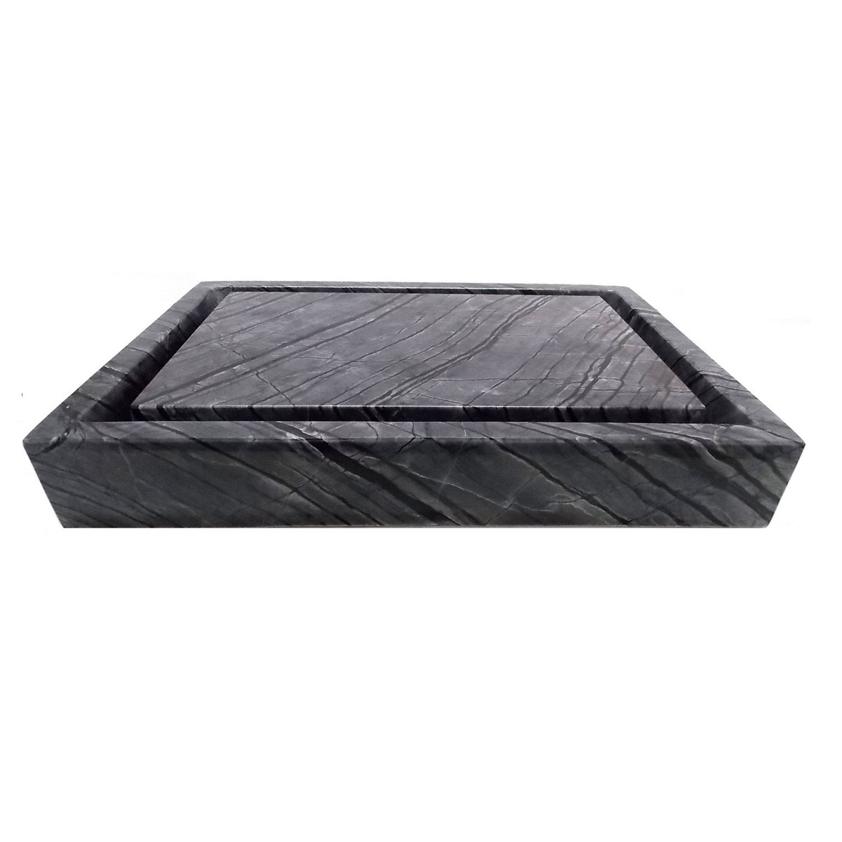 Eden Bath Rectangular Infinity Pool Sink - Wooden Black Marble