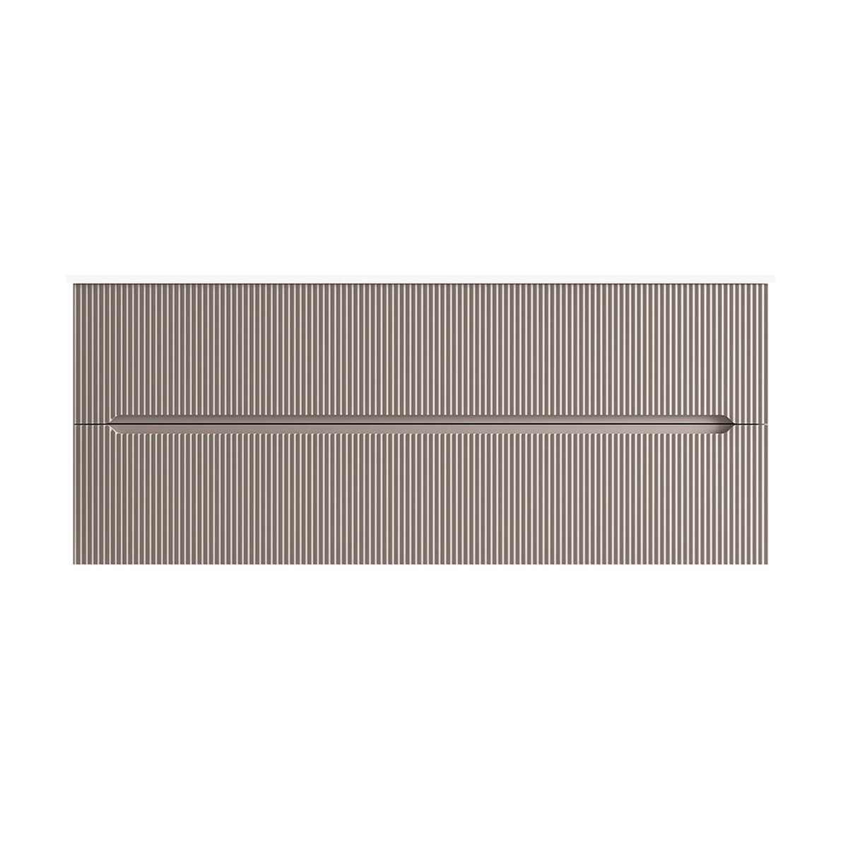 Runway 2 Drawers Bathroom Vanity with Solid Surface Matte White without Faucet Hole - Wall Mount - 48 MdfMatt Warm Grey