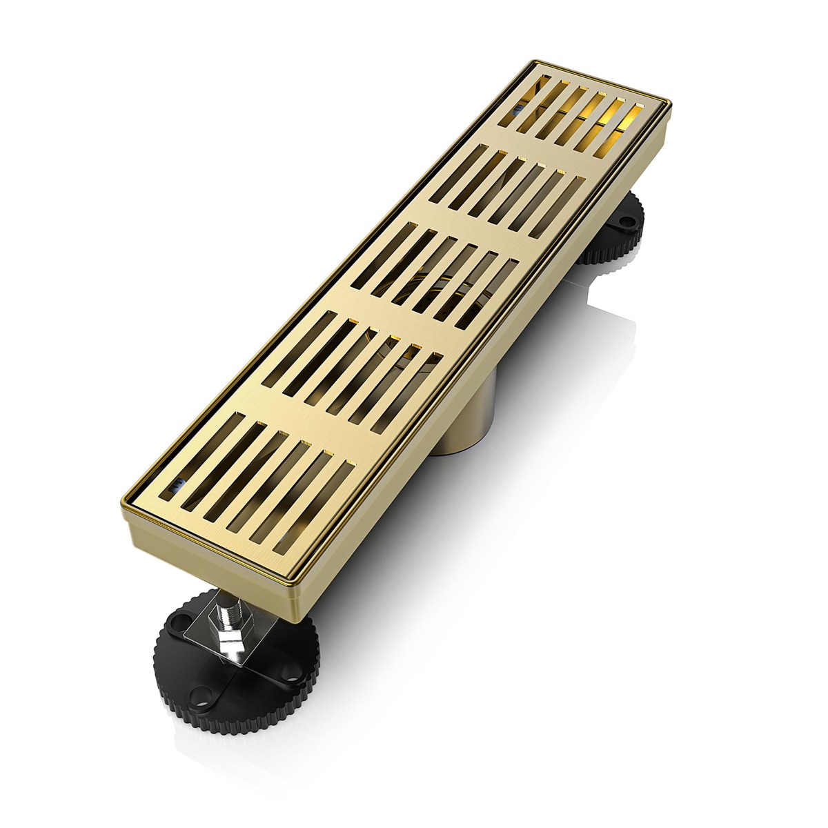 WEBANG 12 Inch Fence Pattern Linear Shower Drain With Accessories Brushed Gold