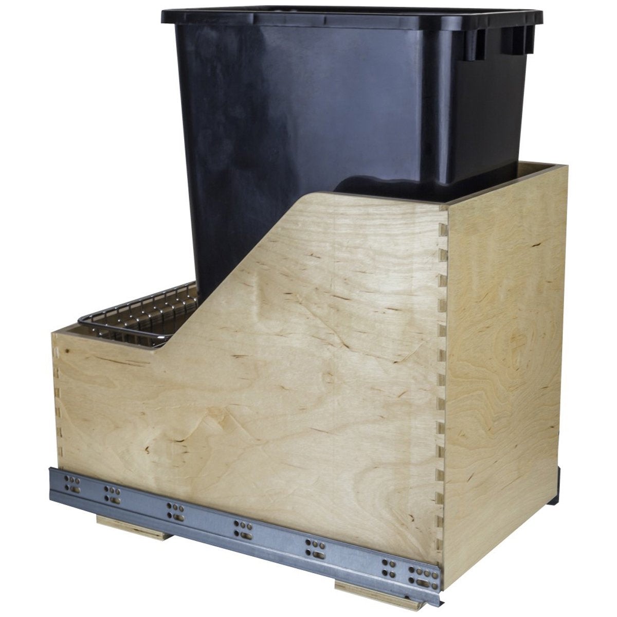 Hardware Resources White Birch Preassembled 50 Quart Single Pullout Waste Container System