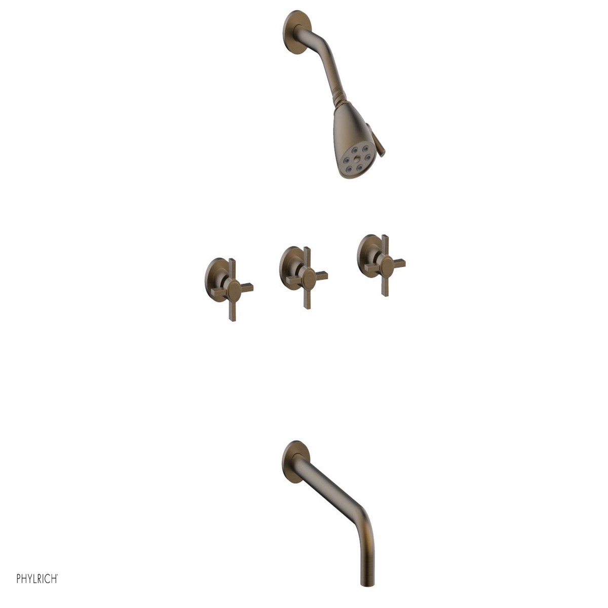 BASIC Three Handle Tub and Shower Set 12 Spout - Blade Cross Handles D2137-12