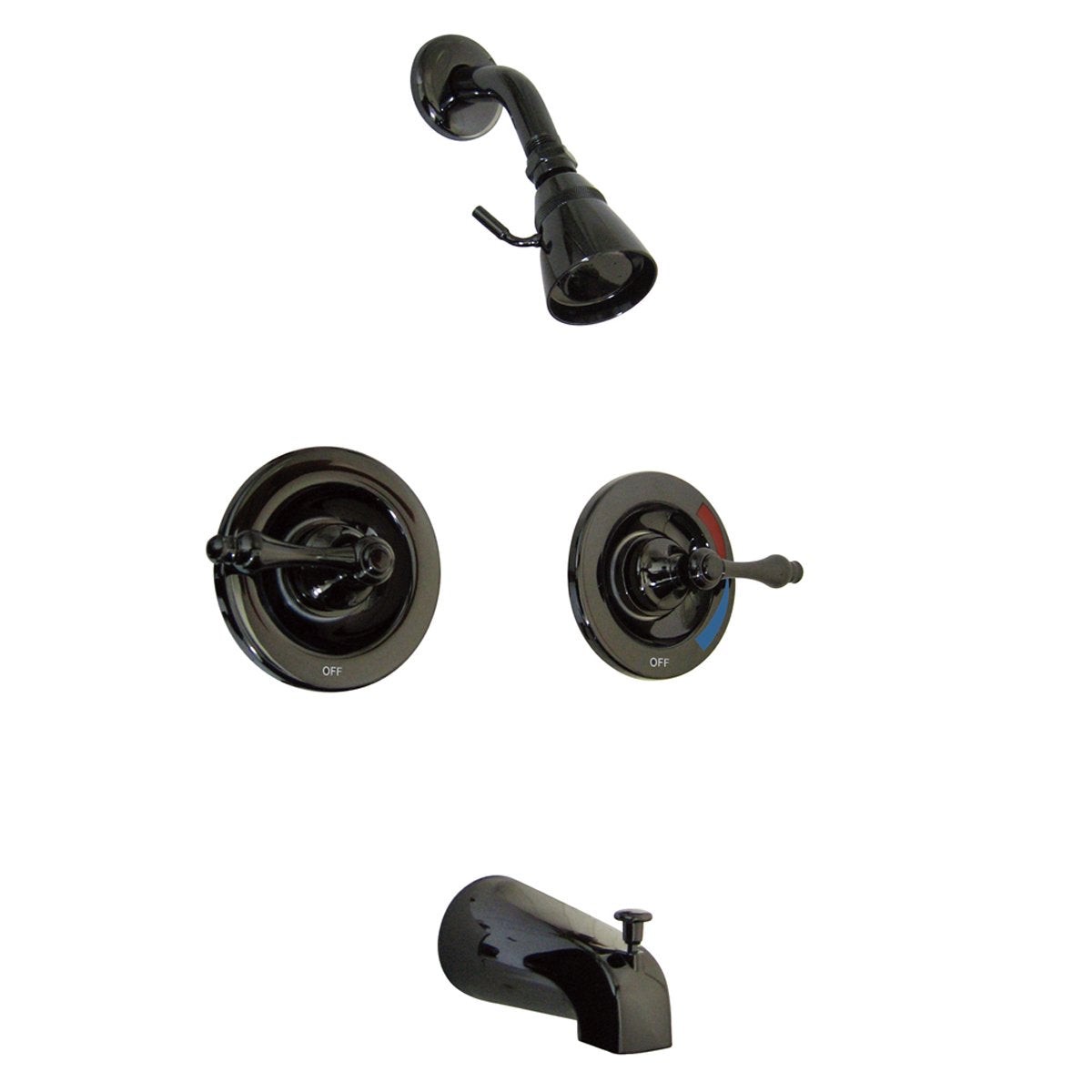 Kingston Brass Water Onyx NB660AL Twin Lever handle Pressure Balanced Tub and Shower Faucet with Volume Control