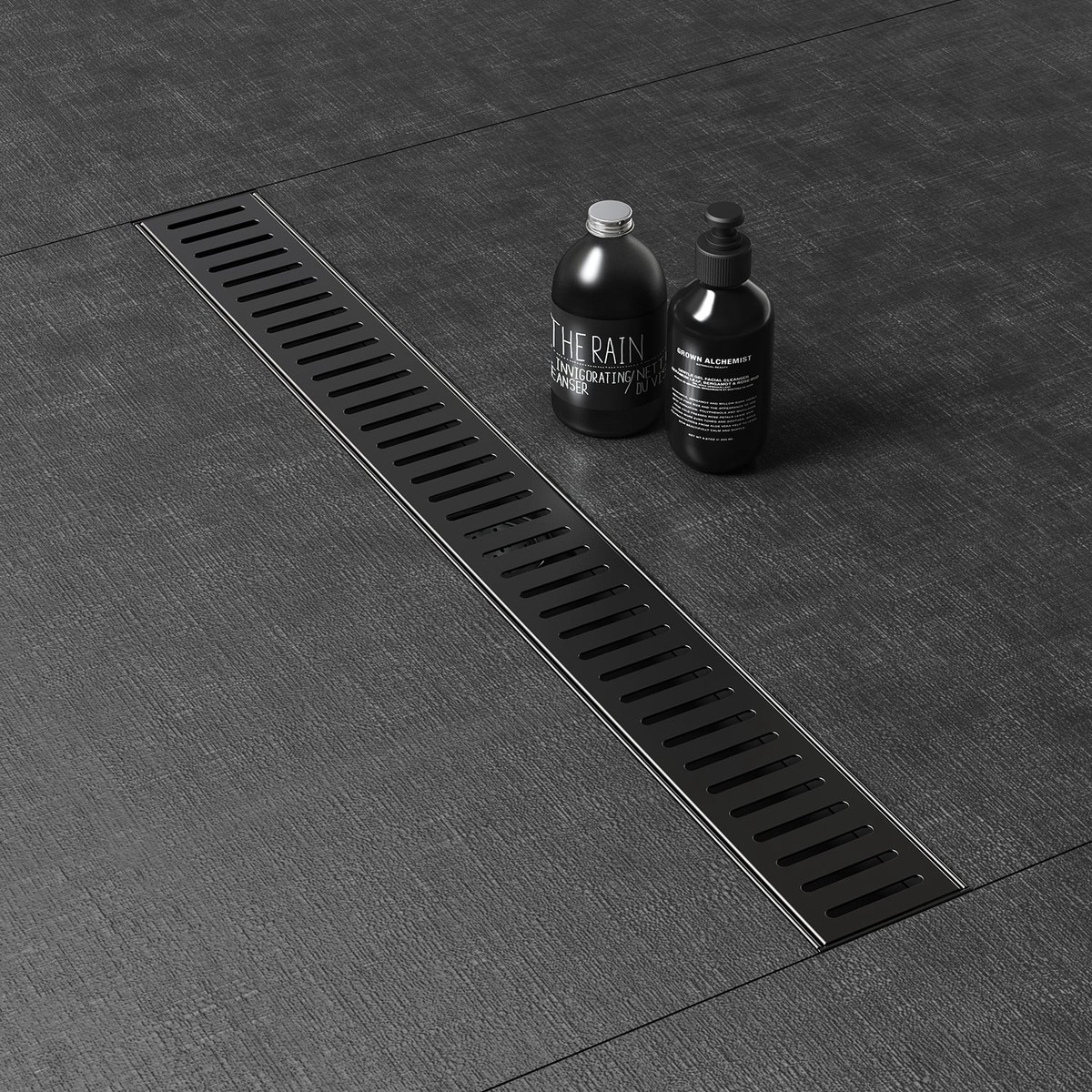 WEBANG 72 Inch Capsule Pattern Linear Shower Drain With Accessories Matte Black