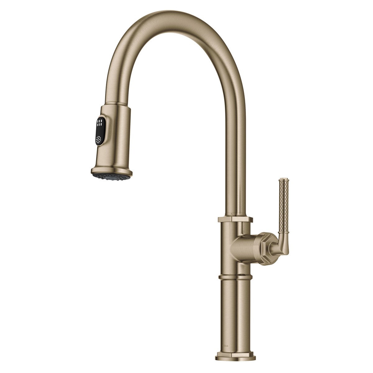 KRAUS Allyn Nut Bolt Diamond Cut Brushed Gold Kitchen Faucet