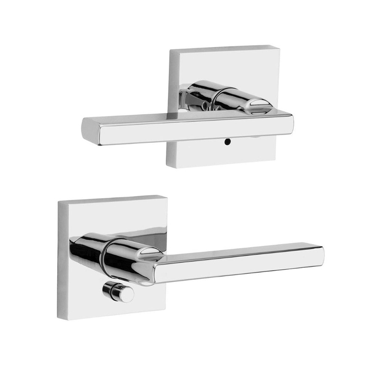 Princeton Square Privacy Door Leverset - Single Hole - 4 ZincPolished Chrome