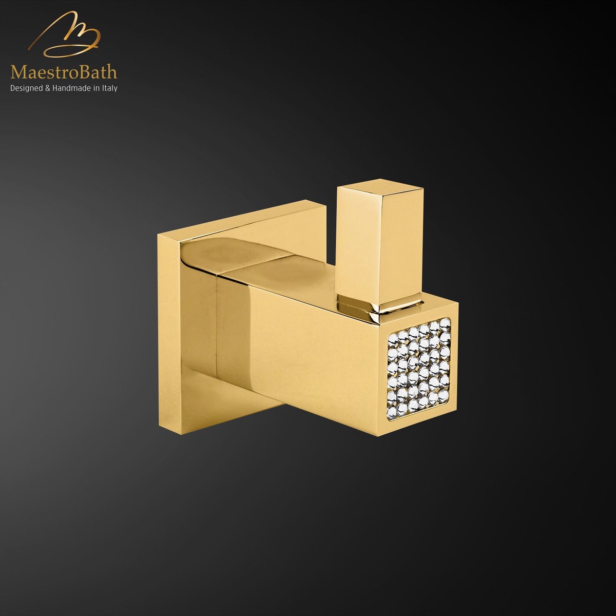Skip Diamond Robe Hook Polished Gold