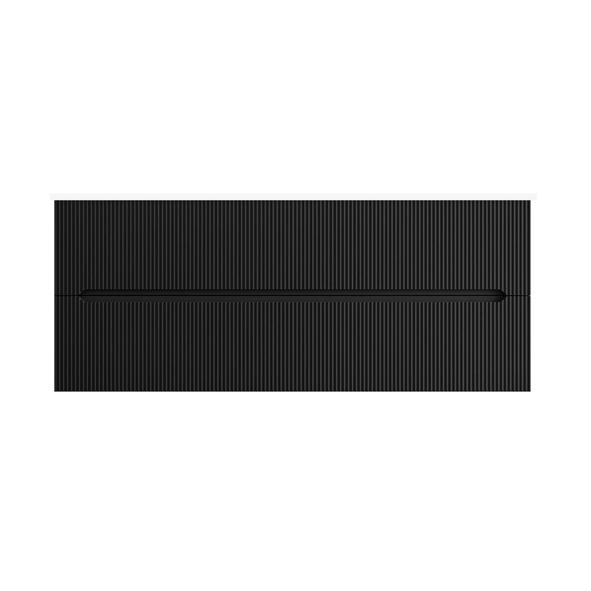Runway 2 Drawers Bathroom Vanity with Solid Surface Matte White without Faucet Hole - Wall Mount - 48 MdfMatt Black