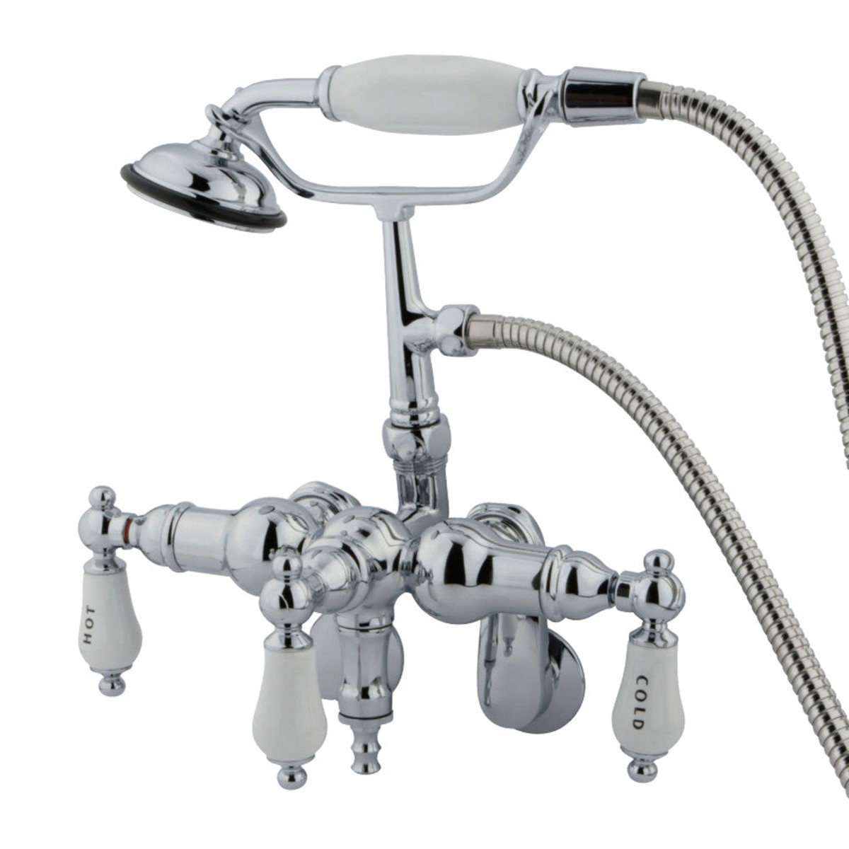 Kingston Brass Vintage Wall Mount Adjustable 3-38 - 9 Center Clawfoot Tub Filler with Hand Shower