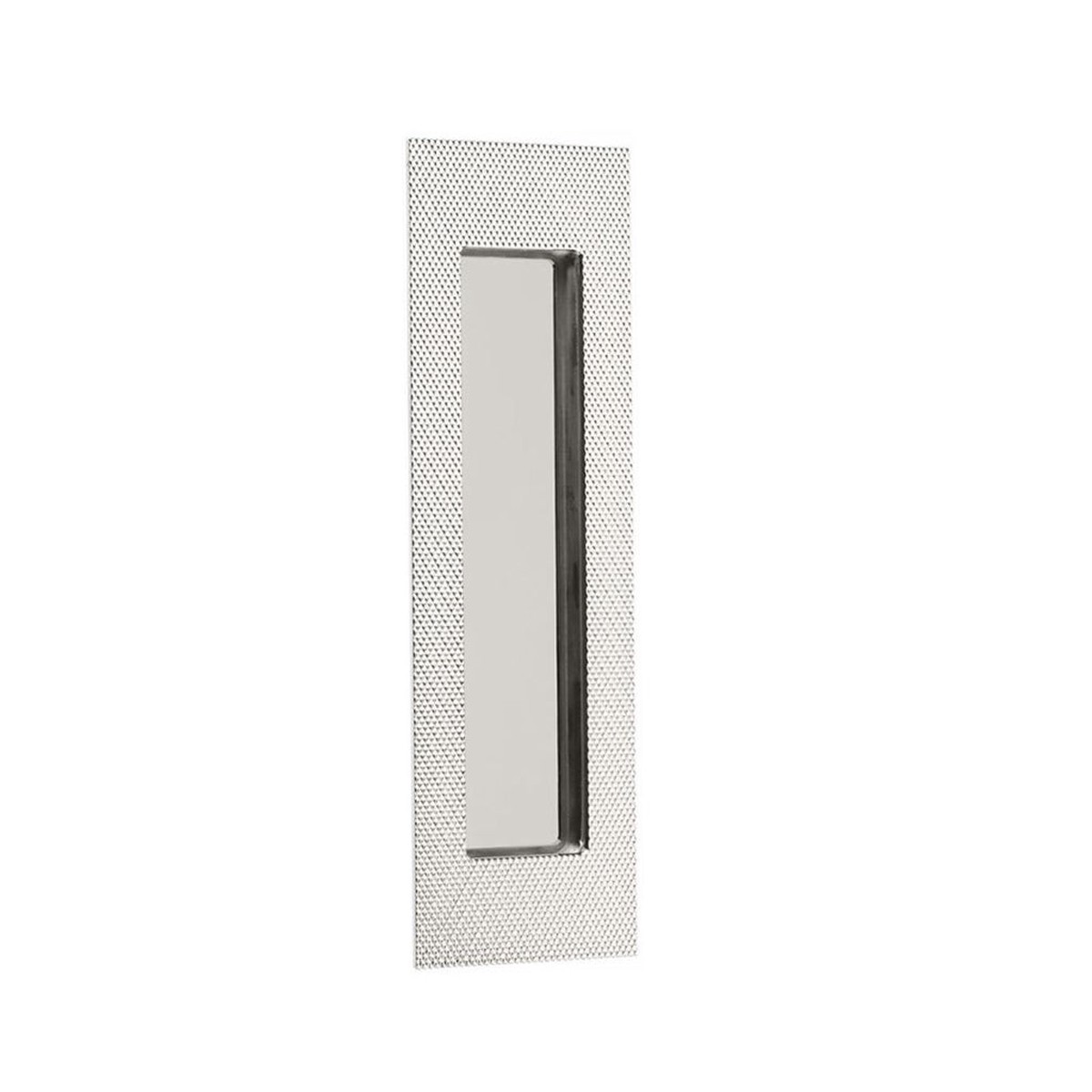 Modern Rectangular Knurled Pocket Door Lockset - Door Mount - 7 BrassPolished Nickel