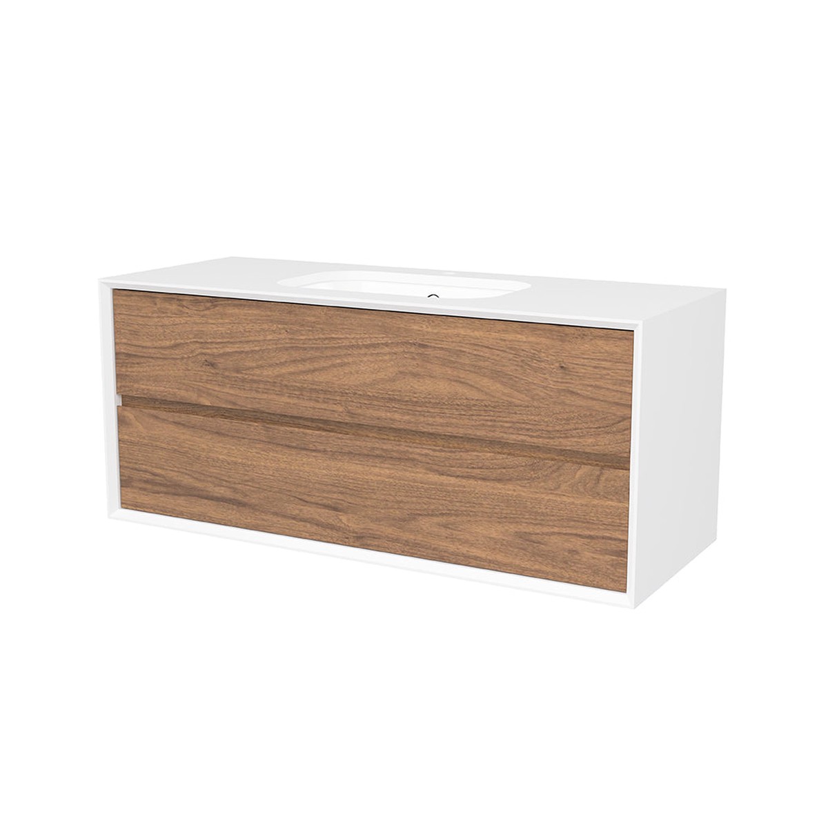 Whitehaven 2 Drawers Bathroom Vanity with Silk Surface Sink - Wall Mount - 48 WoodFlorentine Walnut