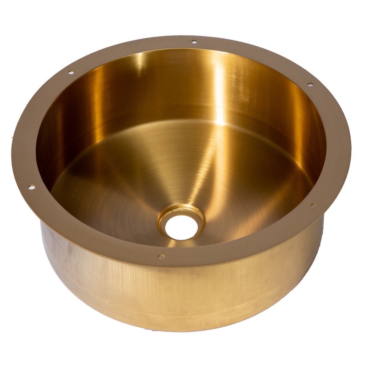 15 Round Stainless Steel Undermount Bathroom Sink with Drain in Gold