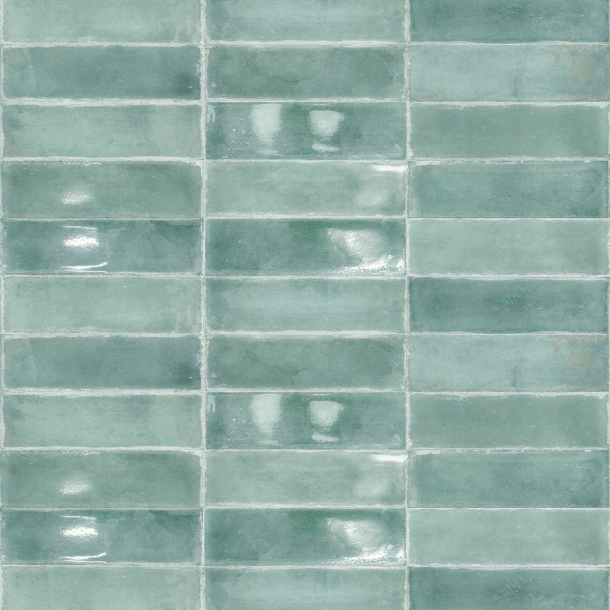 Atlantique Aquamarine Wall Tile - Wall Mount - 94 x 27 White BodyGloss Aquamarine