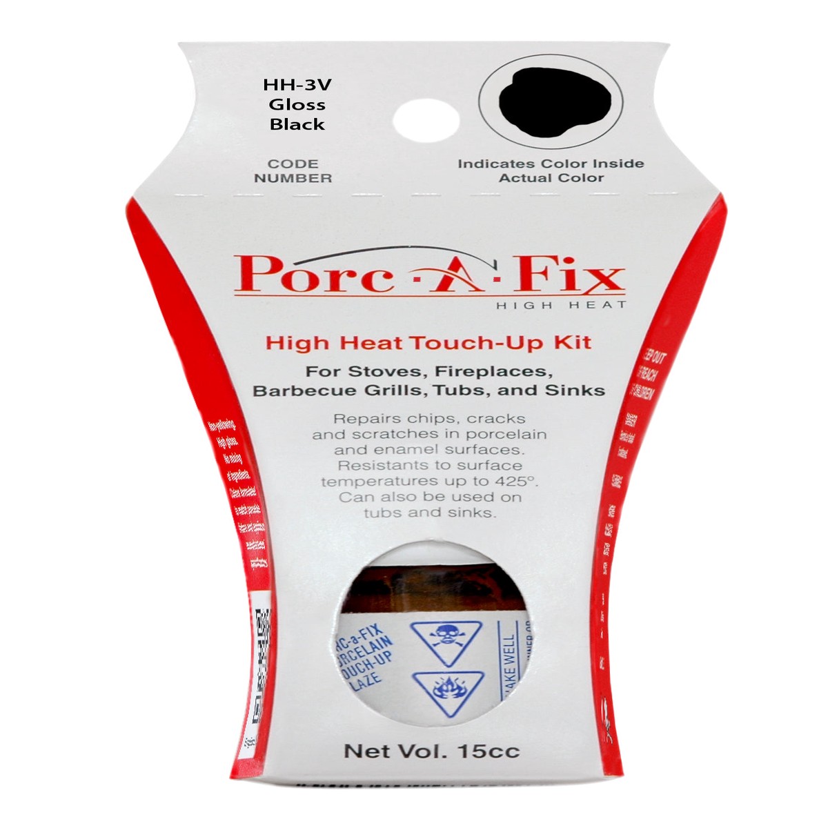 HH-3V Porc-A-Fix High Heat Touch Up Repair Glaze Voc Compliant - Black