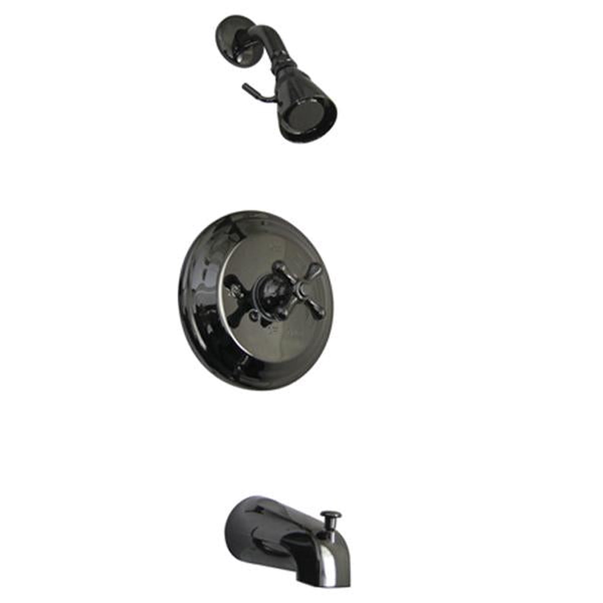 Kingston Brass Water Onyx NB3630AX Pressure Balanced Tub and Shower Faucet with Metal Cross Handle