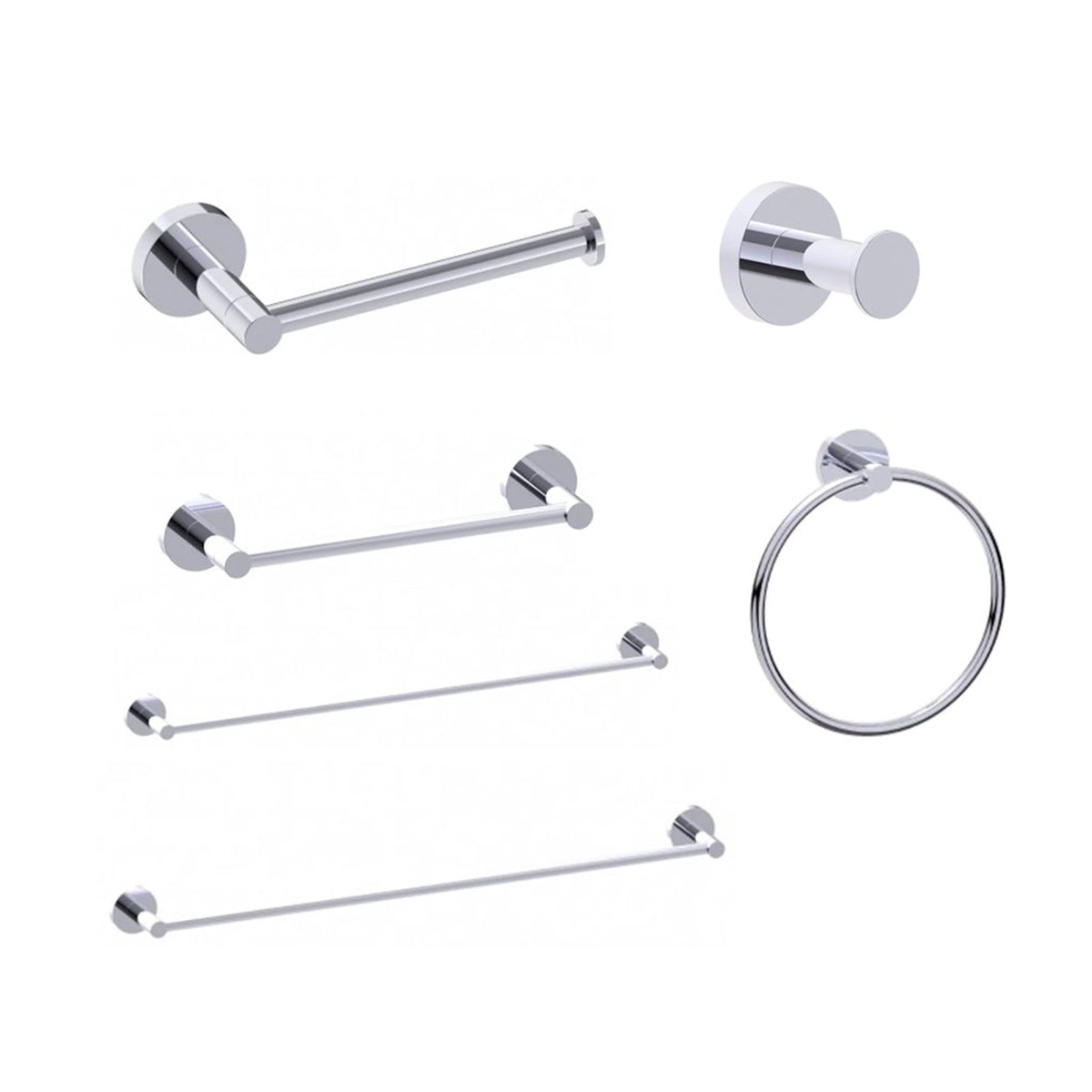Metro Round Bathroom Accessories Set - Wall Mount - BrassPolished Chrome