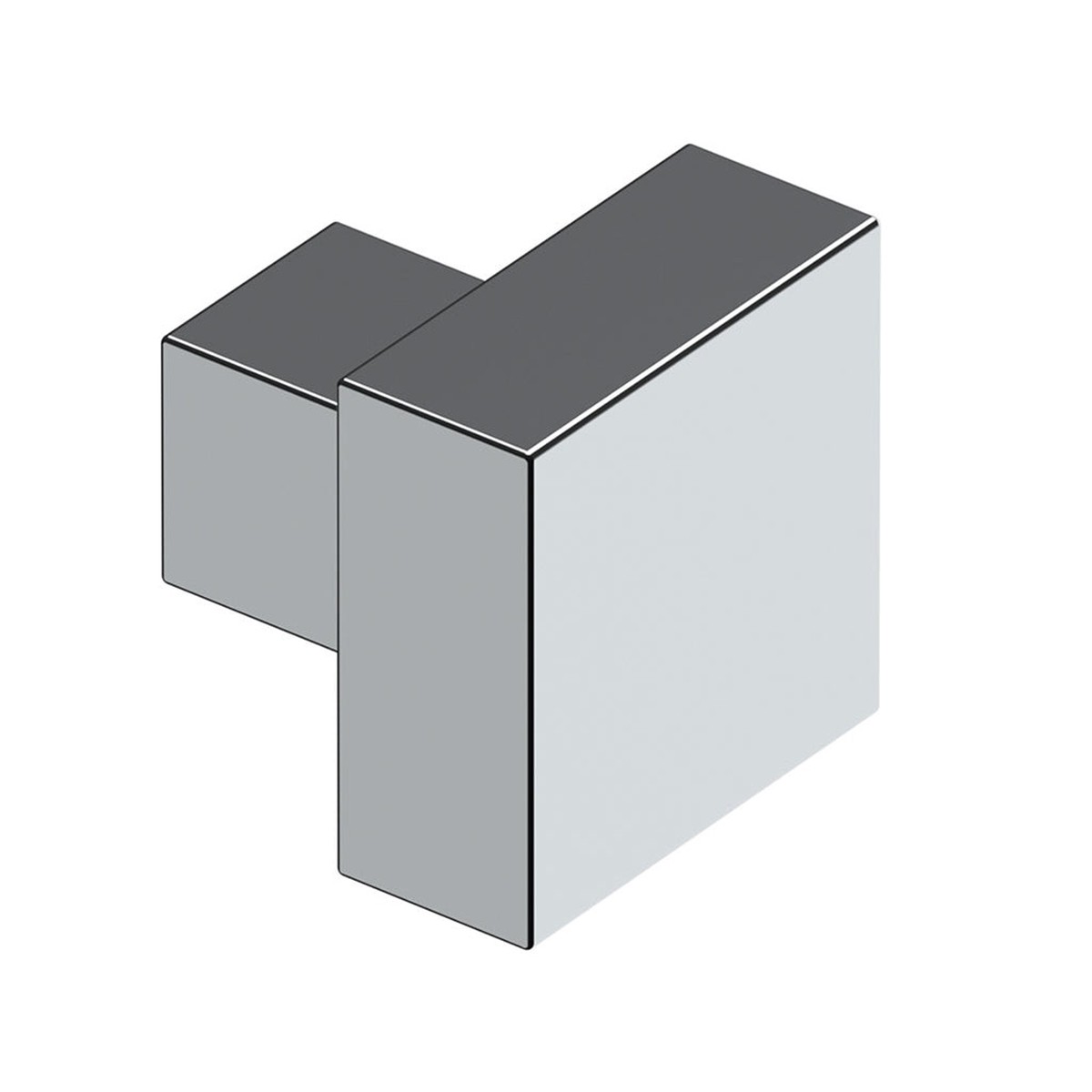 Square Cabinet Knob - Cabinet Mount - 2 BrassPolished Chrome