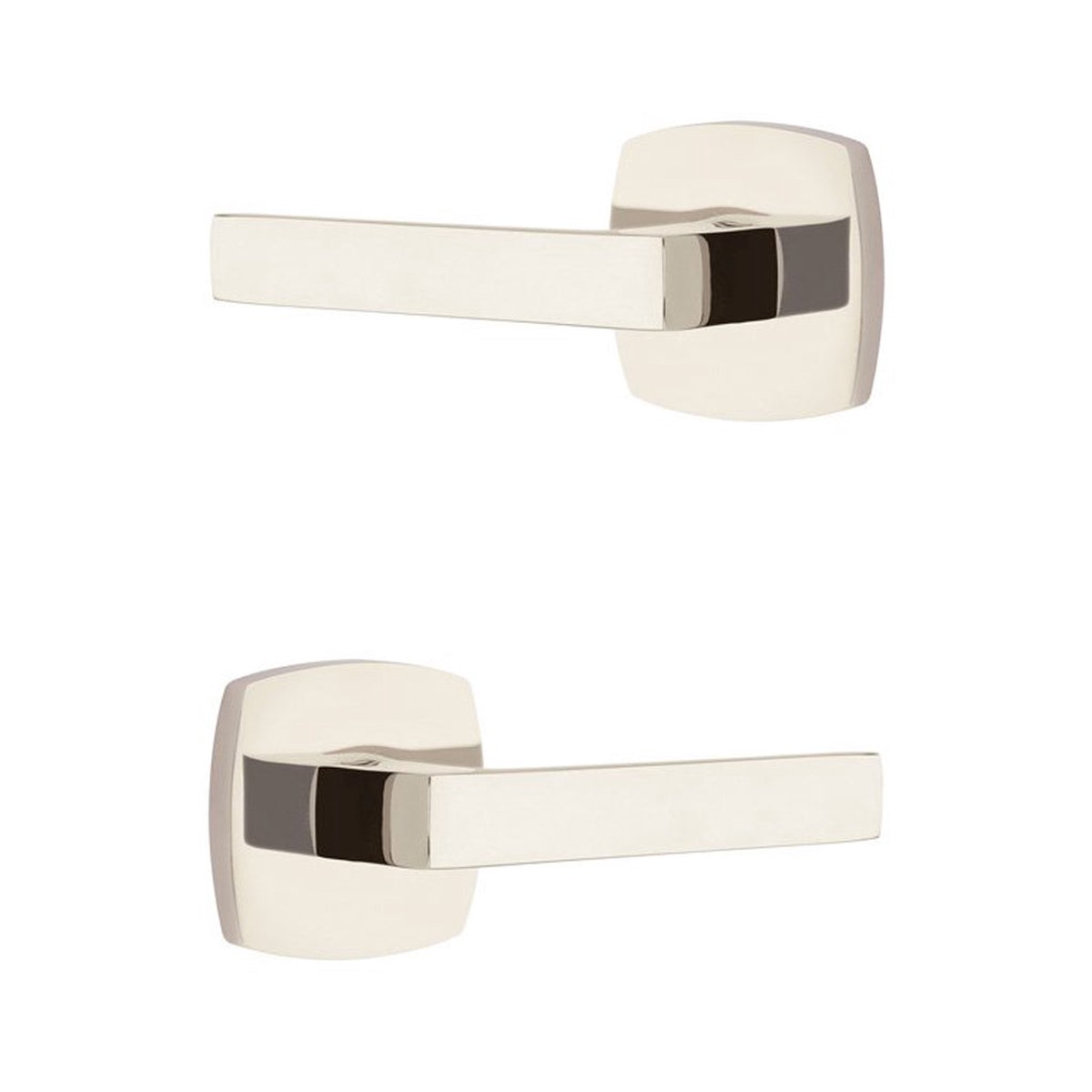 Urban Modern Dumon Lever Concealed Privacy Door Leverset - Door Mount - 5 BrassPolished Nickel