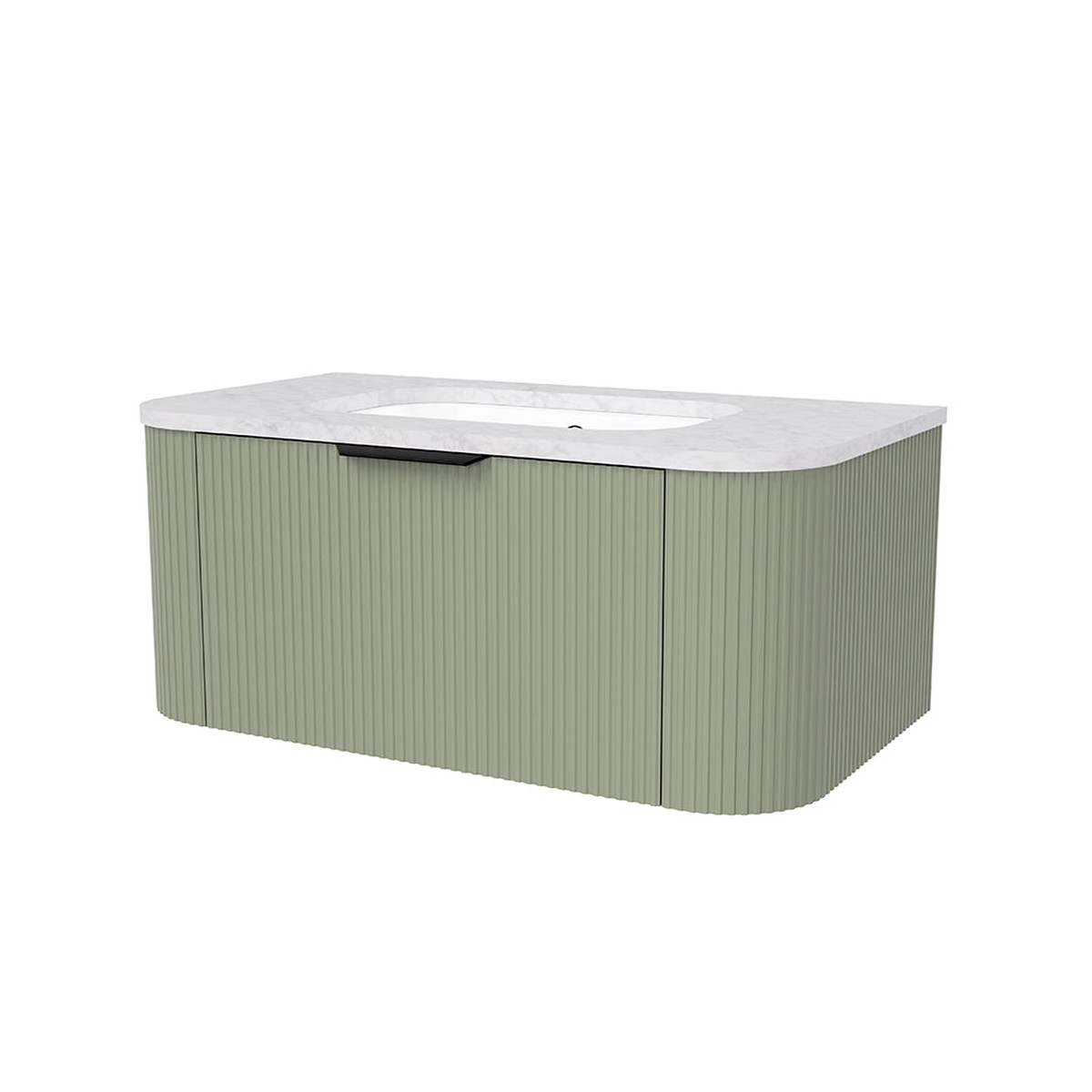 Adelaide 1 Drawer Bathroom Vanity with Silk Surface Sink - Wall Mount - 36 WoodSatin OliveBlack