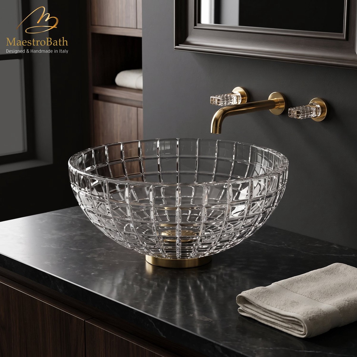 De Medici Luxor Round Transparent Crystal Vessel Sink
