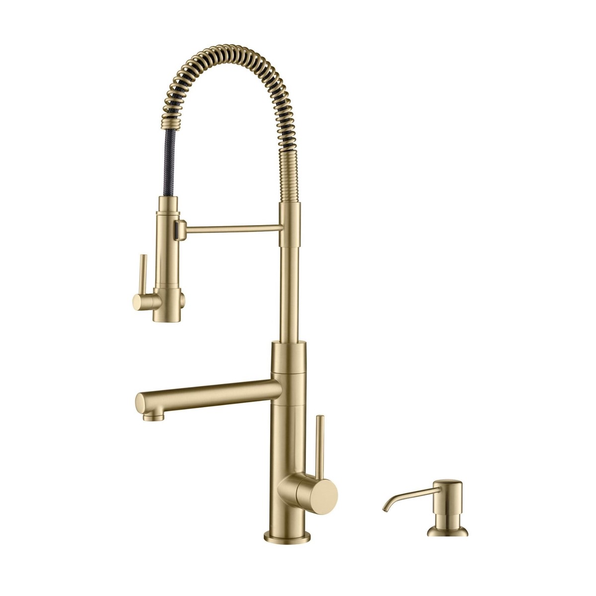 KRAUS Artec Pro 2-Function Commercial Style Pre-Rinse Kitchen Faucet in Spot Free Antique Champagne Bronze with Soap Dispenser