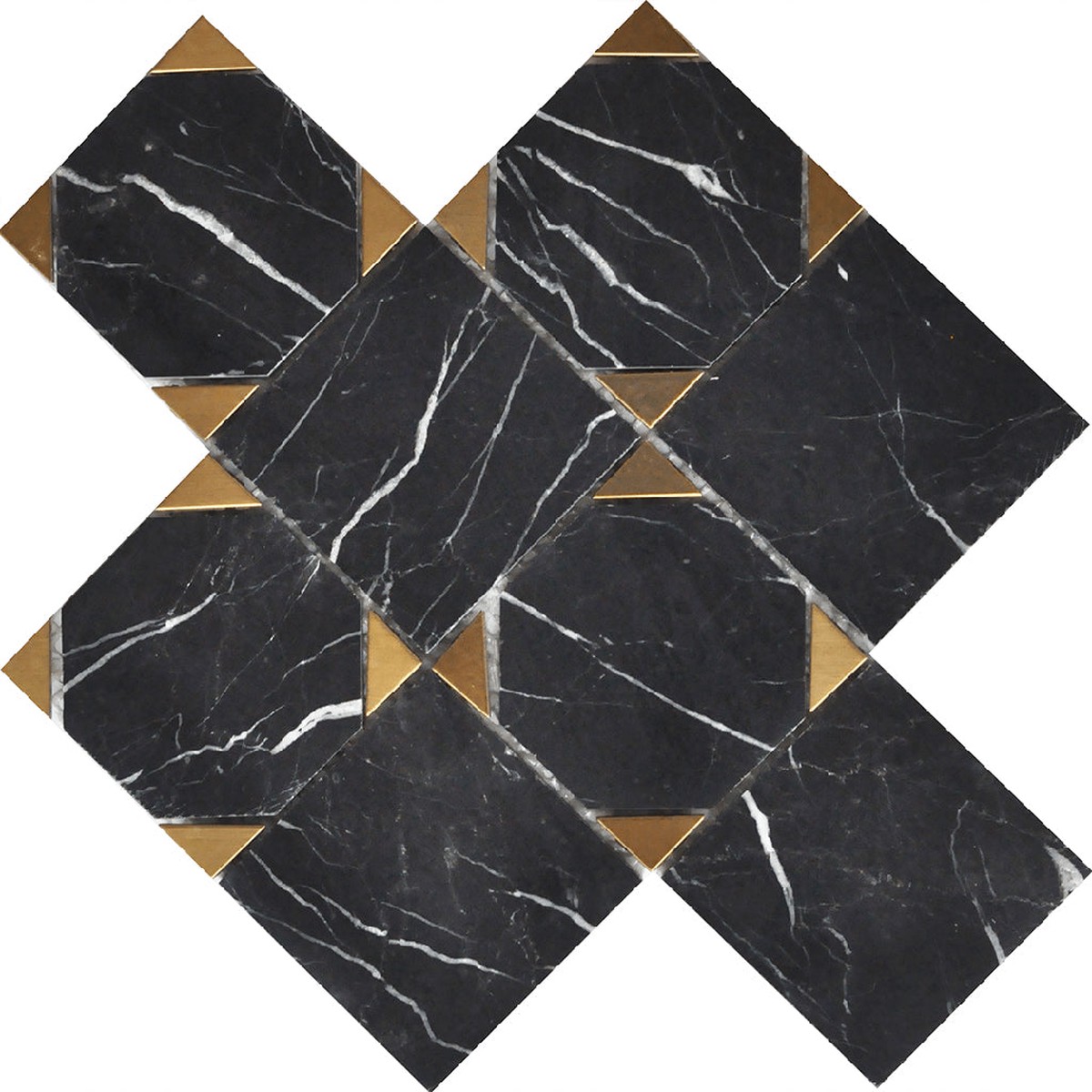 Rockart Nero Marquina Square Mosaic Wall Tile - Wall Or Floor Mount - 9 x 9 Stainless SteelPolished Steel 1400 Price Per Piece