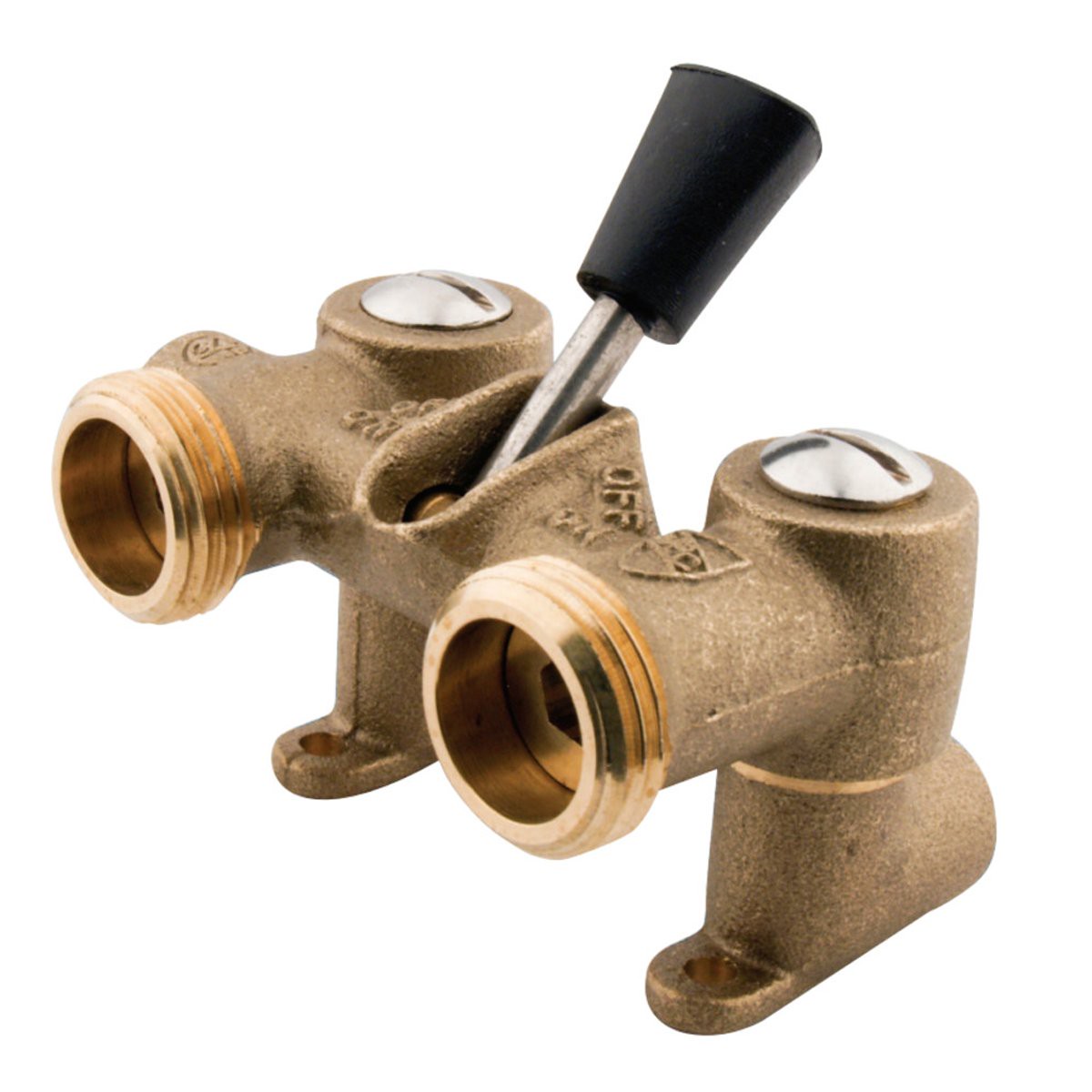 12 Sweat Inlet x 34 Hose Thread in Dual Outlet Washing Machine Shut off Valve in Brass
