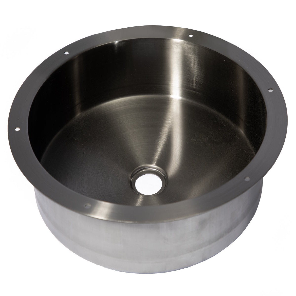 15 Round Stainless Steel Undermount Bathroom Sink with Drain in Black