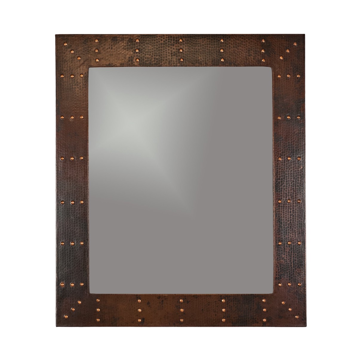 36 Hand Hammered Rectangle Copper Mirror with Hand Forged Rivets