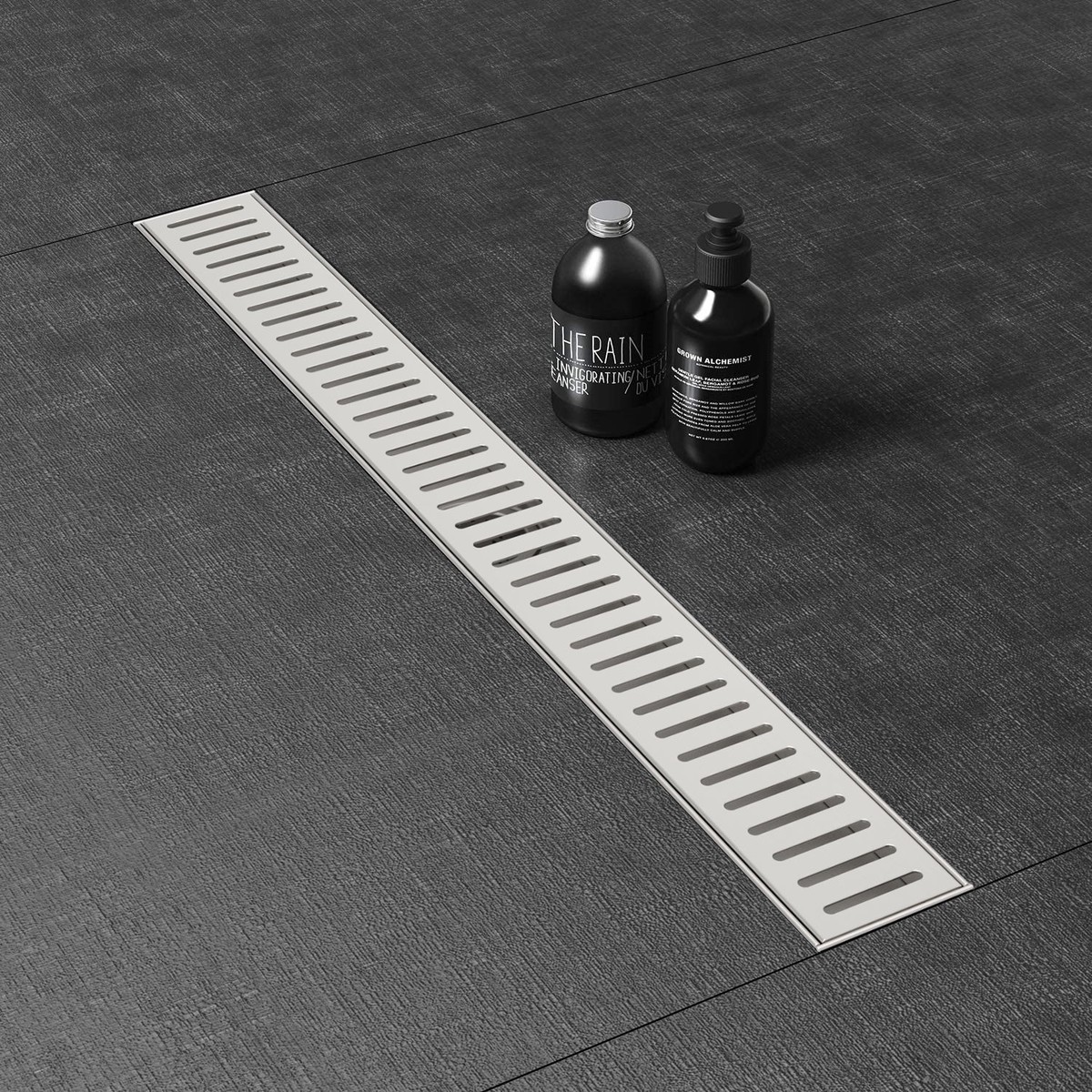 WEBANG 28 Inch Capsule Pattern Linear Shower Drain With Accessories Brushed Stainless Steel