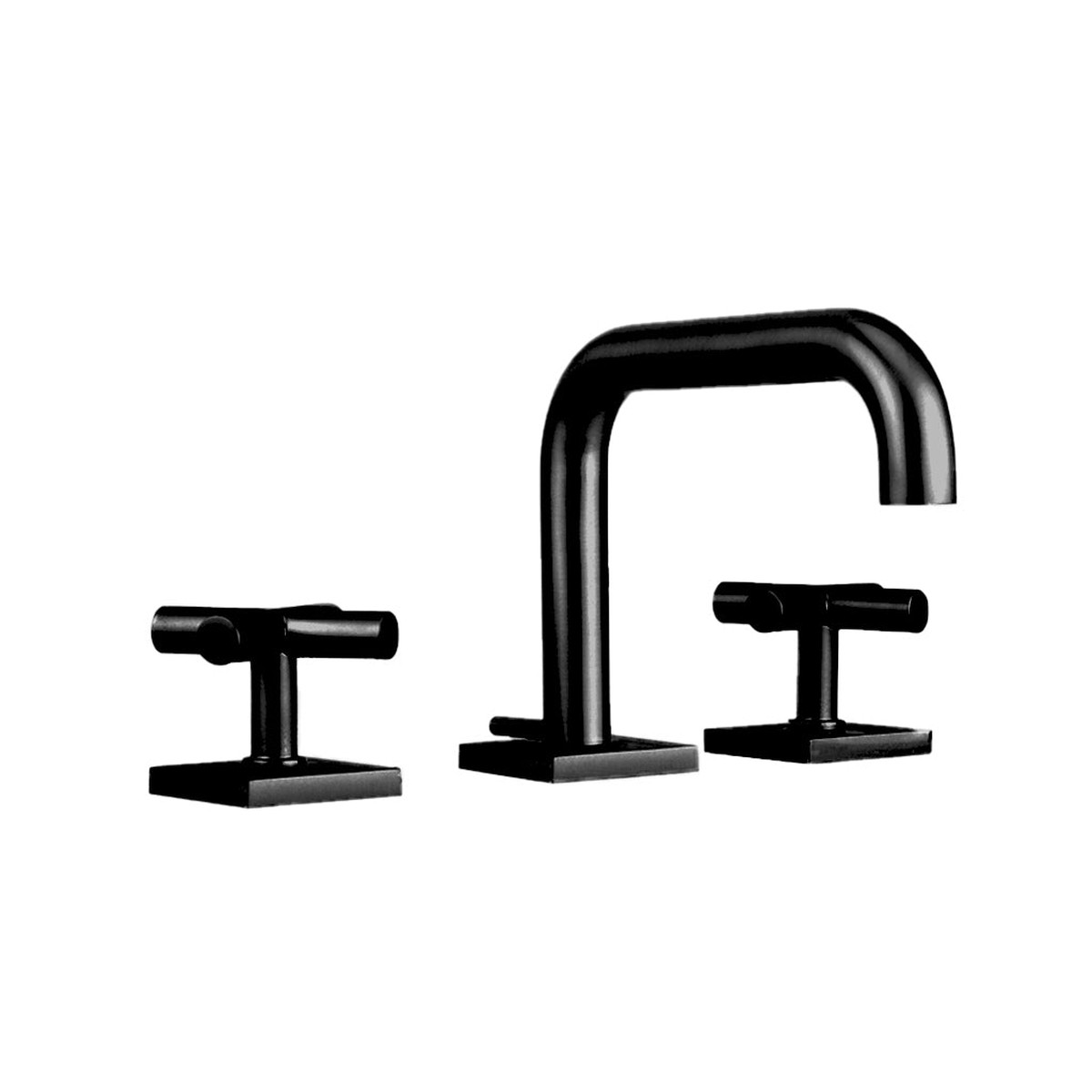 Contempo Square Slim Cross Handles Bathroom Faucet - Widespread - 8 BrassMatt Black