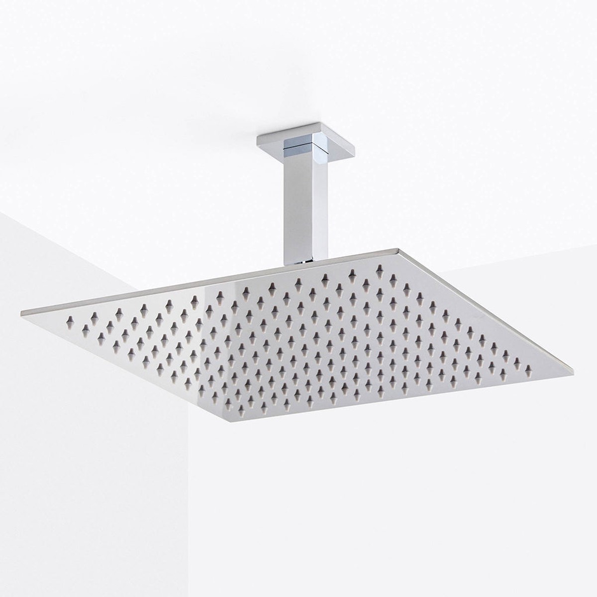 Devon Complete Square Shower Head - Ceiling Mount - 12 BrassPolished Chrome