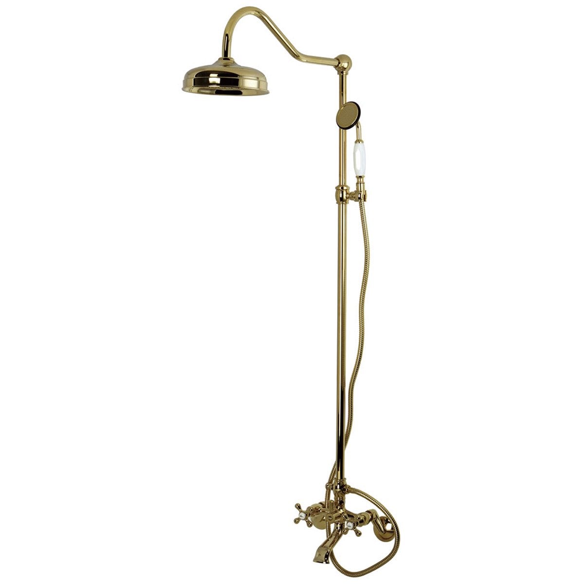 Kingston Brass Vintage Wall Mount Clawfoot Tub and Shower Package in Polished Brass