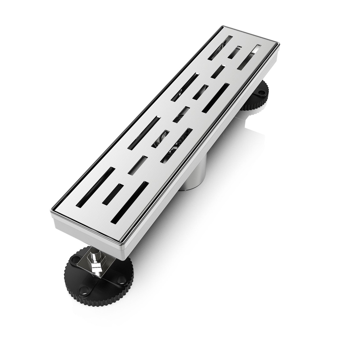 WEBANG 12 Inch Rainline Pattern Linear Shower Drain With Accessories Brushed Stainless Steel